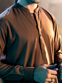 Brown Blended Kameez Shalwar - AL-KS-2850