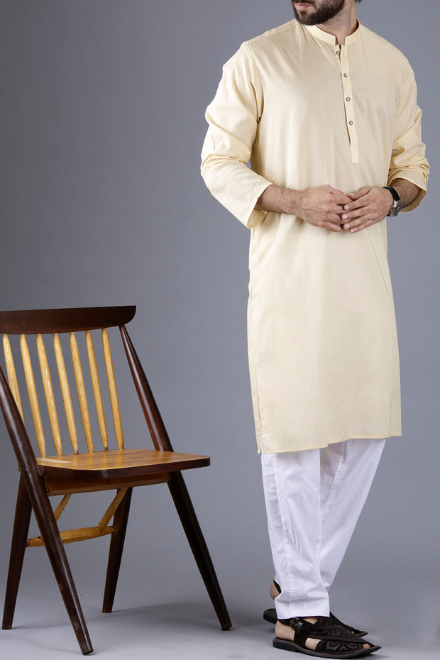 Beige Cotton Kurta - AL-K-667