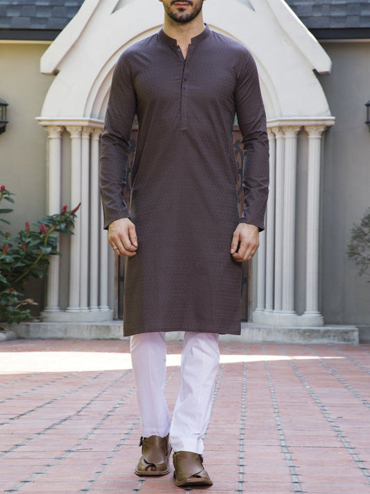 Brown Blended Kurta - AL-K-680