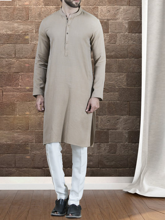 Khaki Blended Kurta - AL-K-699