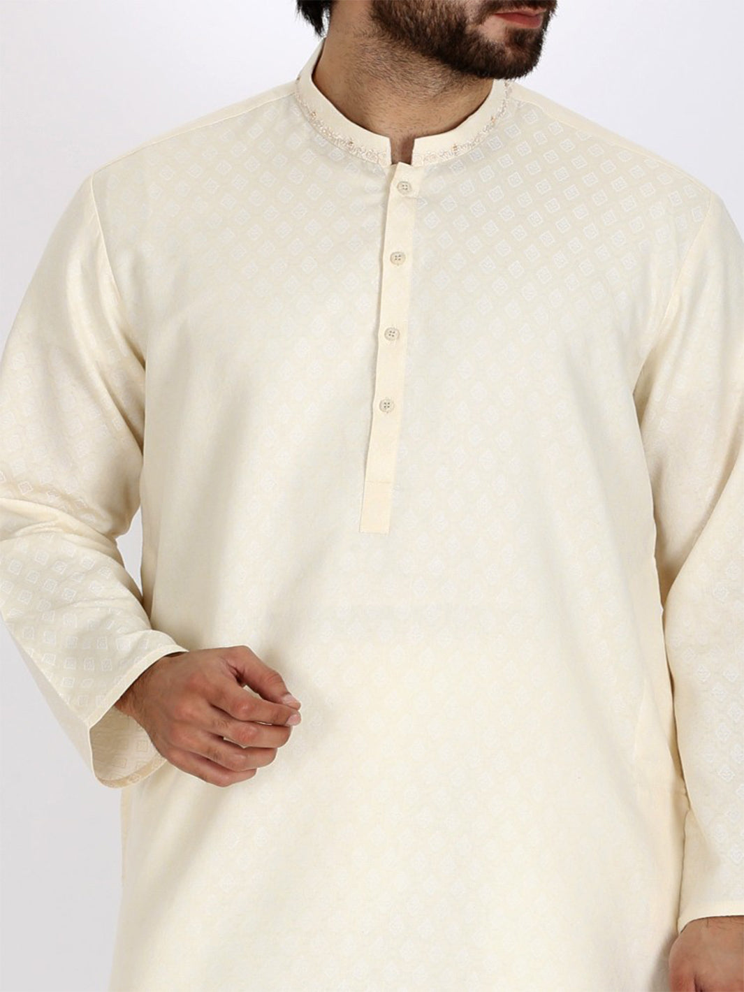Off White Bunnat Kurta - AL-K-706