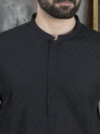 Black Cotton Kurta - AL-K-708