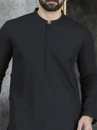 Black Cotton Kurta - AL-K-708