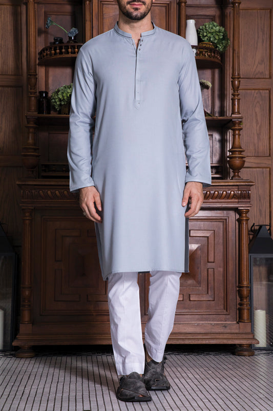 Light Grey Blended Kurta - AL-K-718