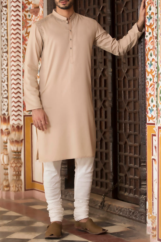Fawn Blended Kurta - AL-K-724
