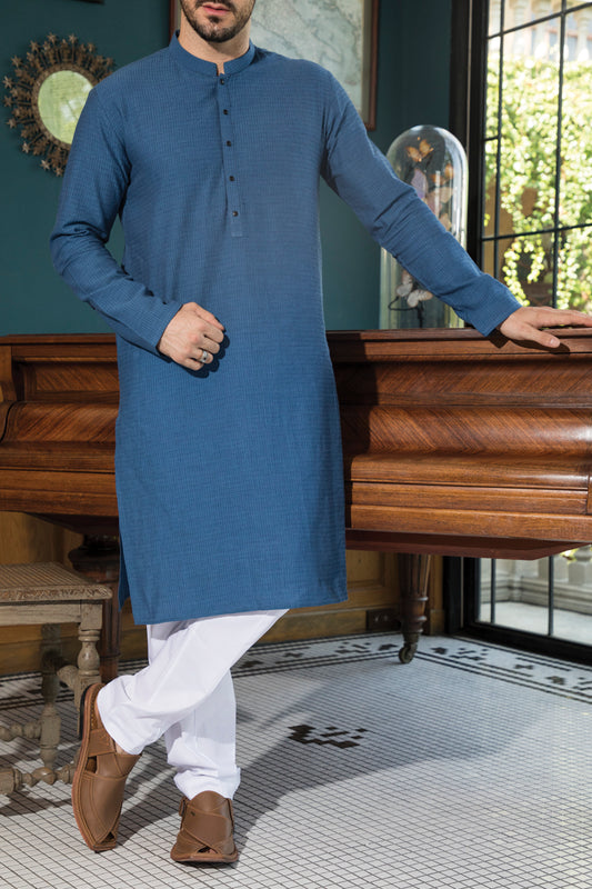 Blue Blended Kurta - AL-K-728
