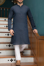 Navy Blue Blended Kurta - AL-K-730