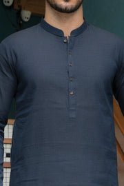 Navy Blue Blended Kurta - AL-K-730