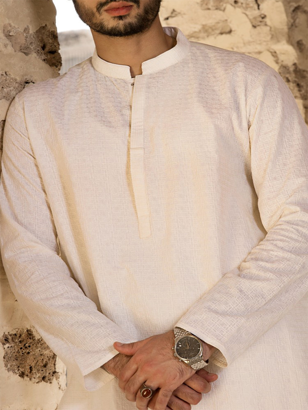 Off White Cotton Kurta - AL-K-731
