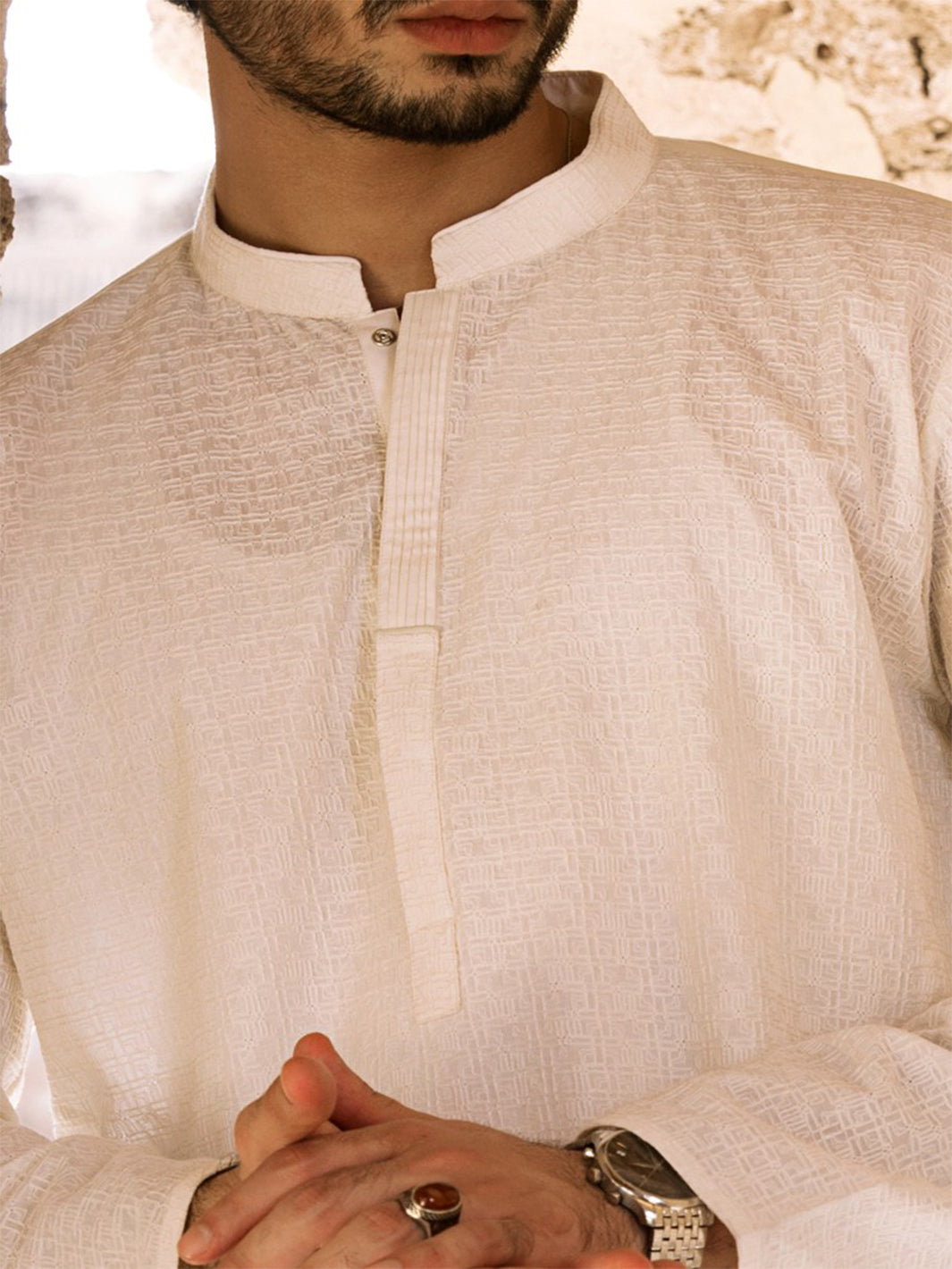 Off White Cotton Kurta - AL-K-731