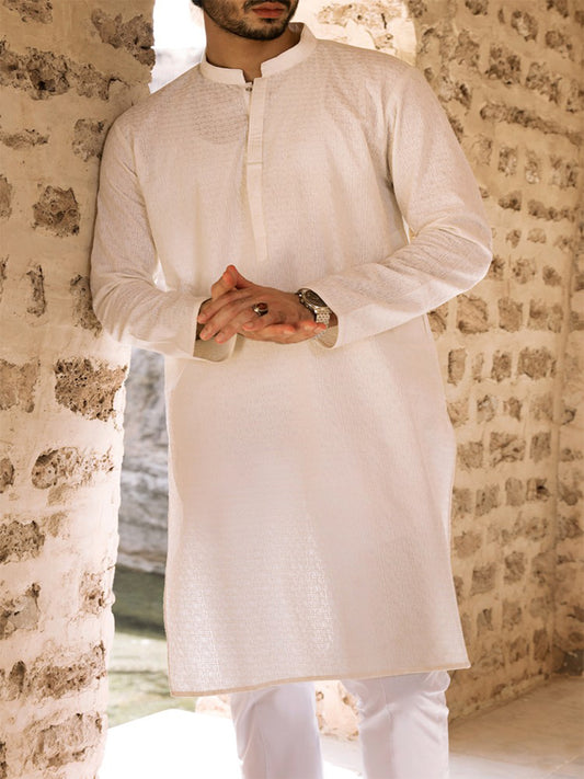 Off White Cotton Kurta - AL-K-731