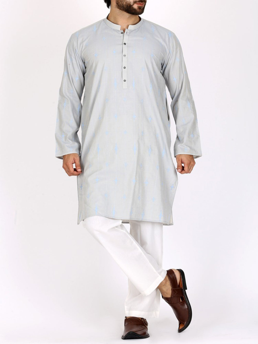 Light Blue Cotton Kurta - AL-K-737