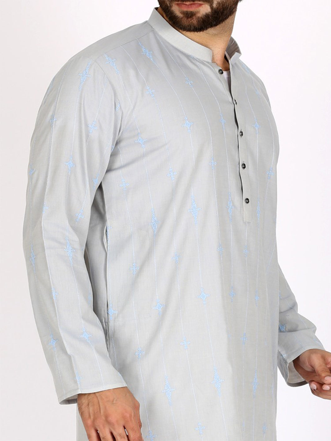 Light Blue Cotton Kurta - AL-K-737