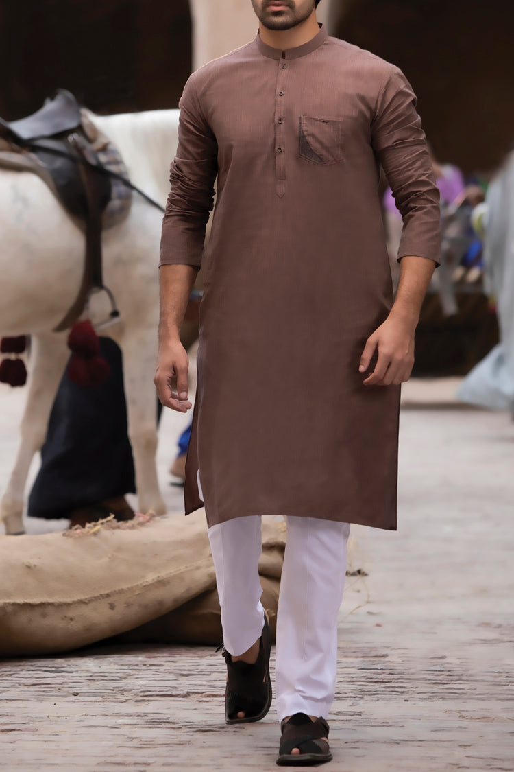 Brown Cotton Kurta - AL-K-751