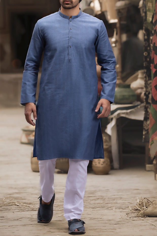 Blue Cotton Kurta - AL-K-753