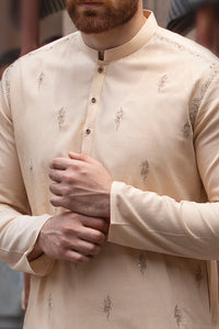 Beige Jacquard Kurta - AL-K-761