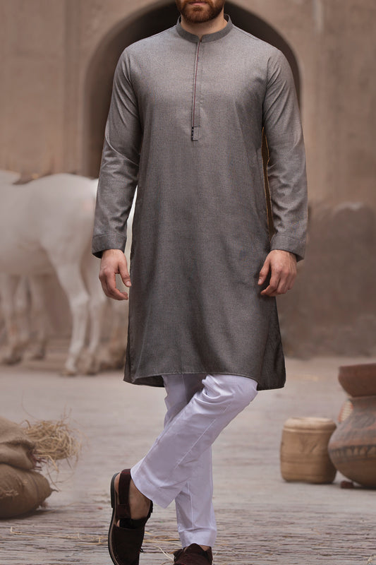 Grey Blended Kurta - AL-K-764