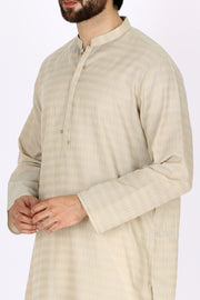 Beige Jacquard Kurta - AL-K-772A