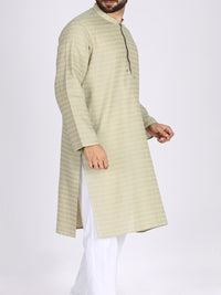 Ivory Green Jacquard Kurta - AL-K-772C