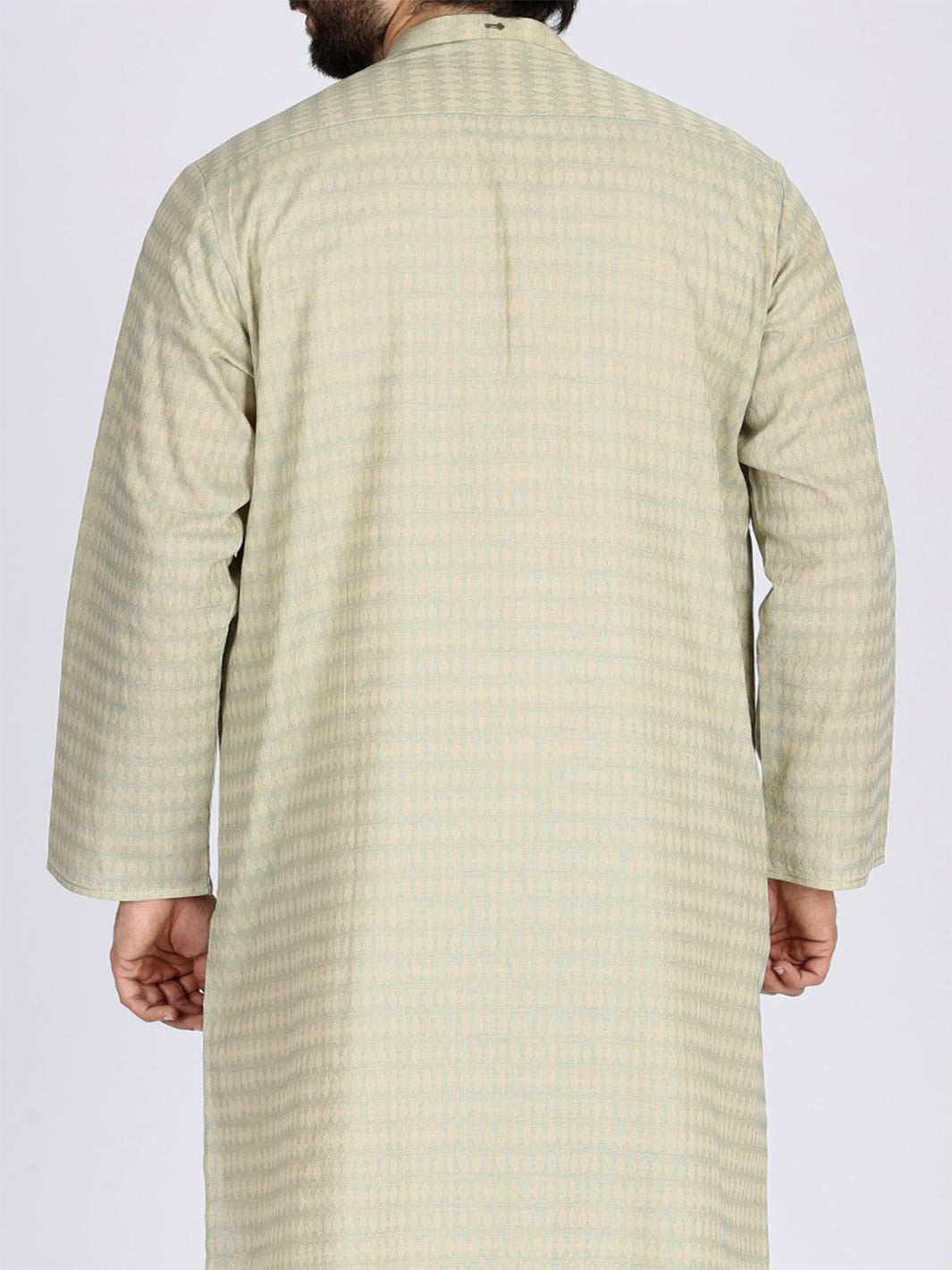 Ivory Green Jacquard Kurta - AL-K-772C