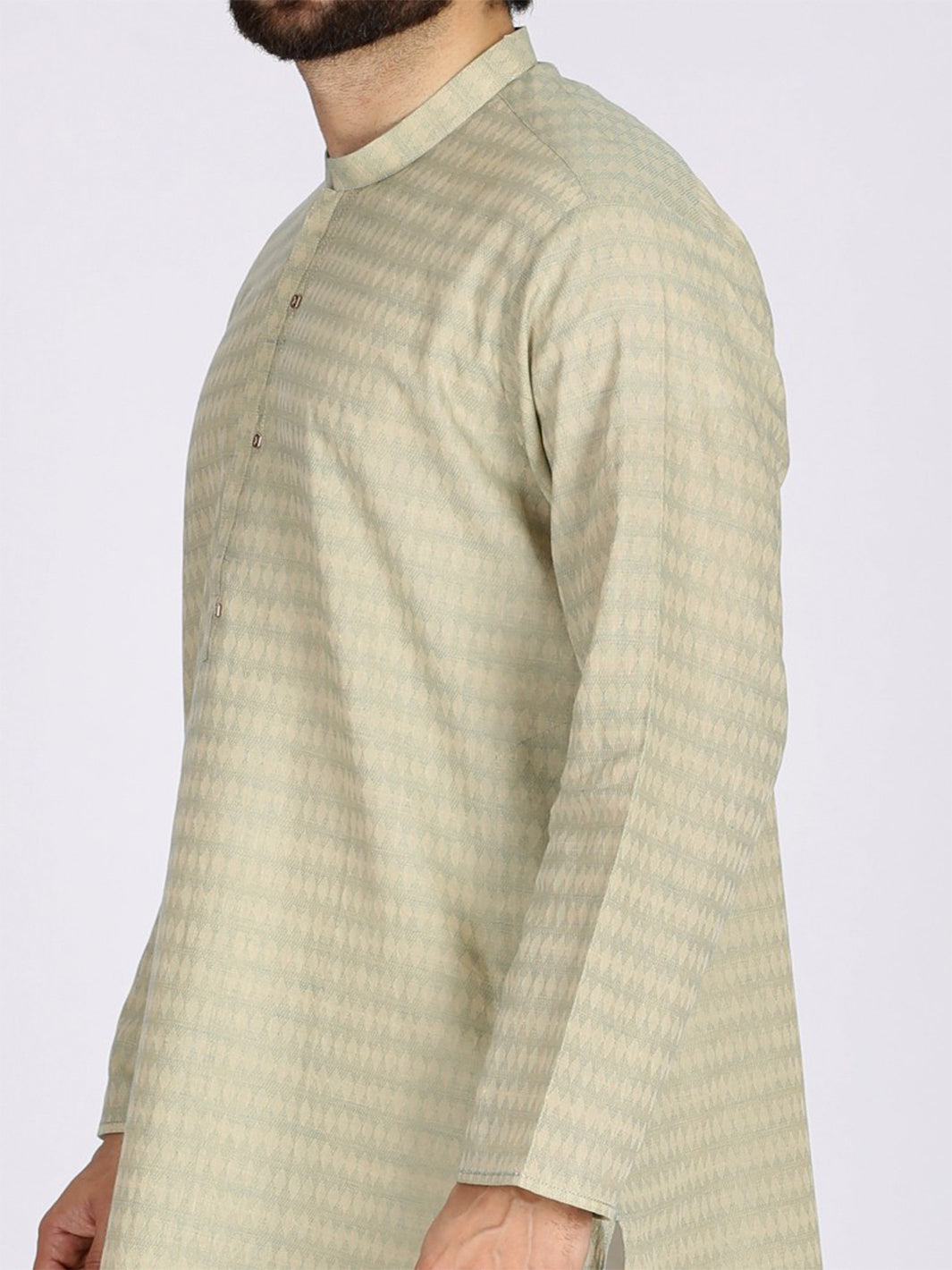Ivory Green Jacquard Kurta - AL-K-772C