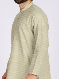 Ivory Green Jacquard Kurta - AL-K-772C