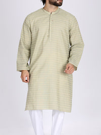 Ivory Green Jacquard Kurta - AL-K-772C