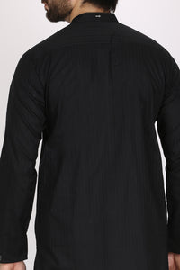 Black Cotton Kurta - AL-K-777