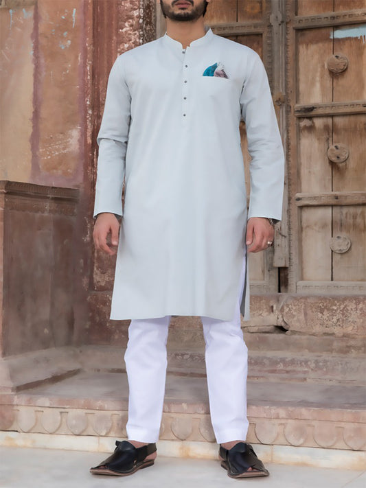 Light Blue Cotton Kurta - AL-K-779