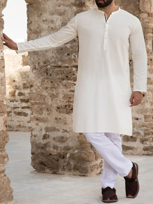 Off White Cotton Kurta - AL-K-797