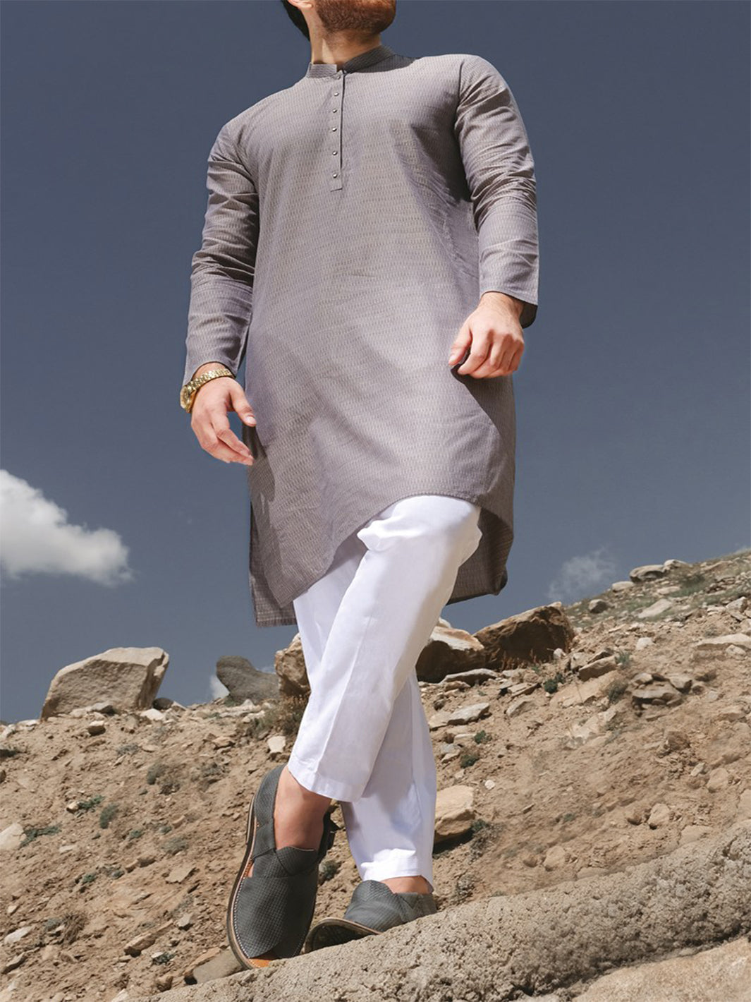 Light Blue Blended Kurta - AL-K-804