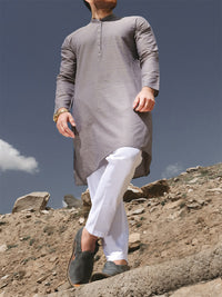 Light Blue Blended Kurta - AL-K-804