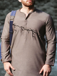 Grey Blended Kurta - AL-K-820
