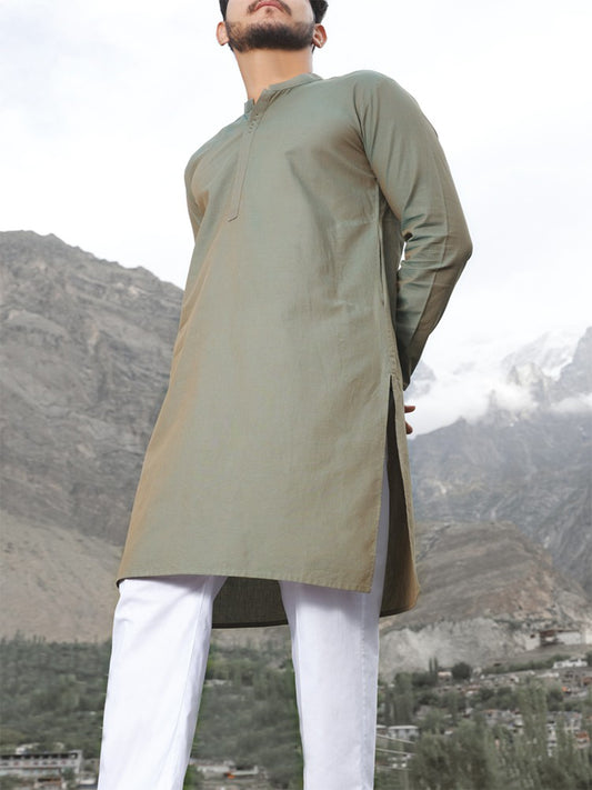 Green Blended Kurta - AL-K-826