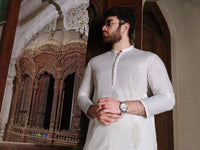 White Blended Kurta - AL-K-872