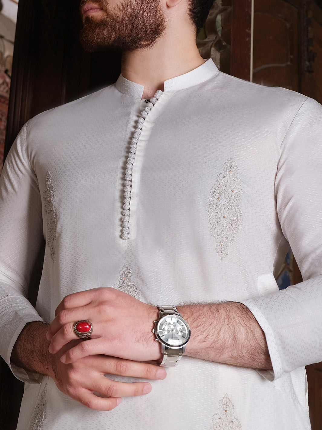 White Blended Kurta - AL-K-872