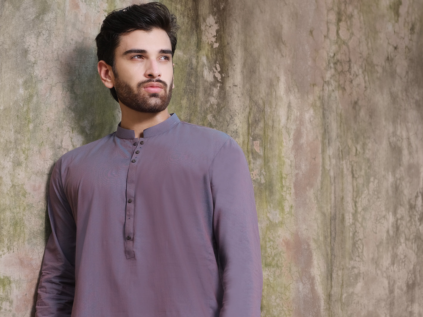Purple Two-Tone Blended Kurta - AL-K-878