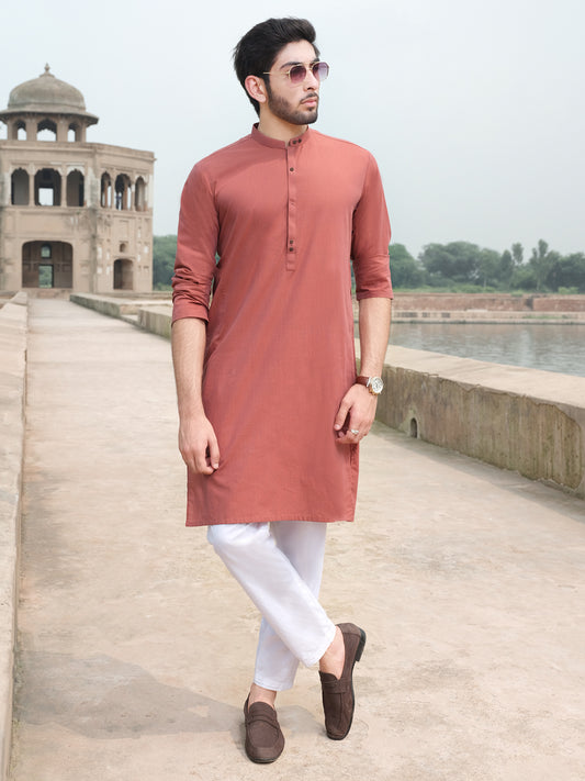Rust Two-Tone Blended Kurta - AL-K-879