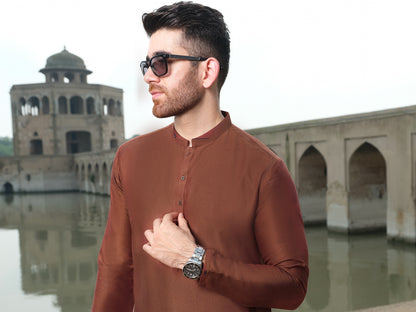 Dark Brown Blended Kurta - AL-K-900