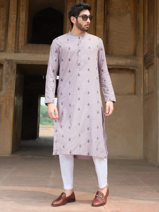 Light Purple Dobby Kurta - AL-K-904