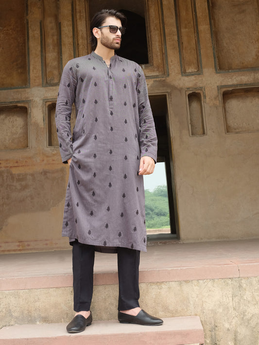 Grey Dobby Kurta - AL-K-905