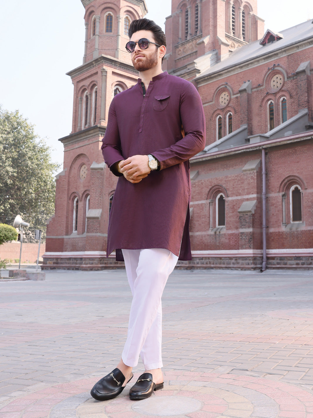 Purple Cotton Kurta - AL-K-908