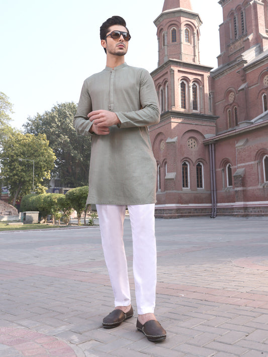 Green Cotton Kurta - AL-K-915