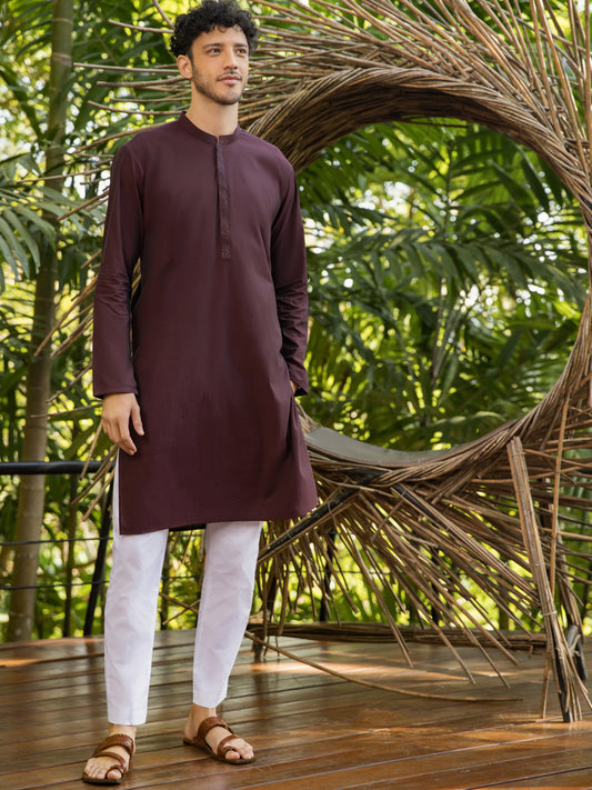 Maroon Blended Kurta - AL-K-984