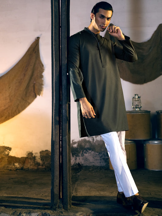 Green Blended Kurta - AL-K-1048
