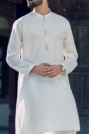 White Blended Kameez Shalwar - AL-KS-2272