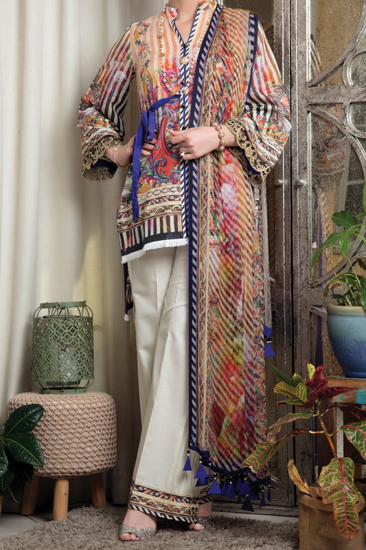 Beige Lawn 3 Piece Stitched - ALP-555