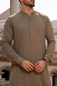 Ash Brown Blended Kameez Shalwar - AL-KS-2293
