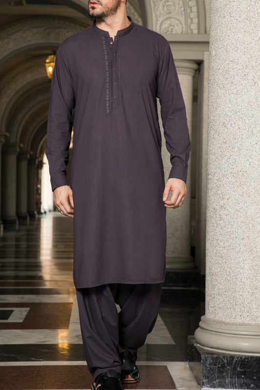Purple Blended Kameez Shalwar - AL-KS-2306