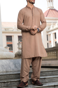 Brown Blended Kameez Shalwar - AL-KS-2343